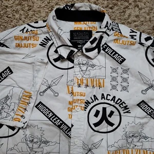 Naruto Men Sz L Shippuden Collection Short Sleeve Button Up Casual Anime Shirt - Picture 1 of 8