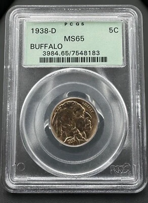 1938-D 5C Buffalo Nickel – PCGS MS 65 OGH, High Grade Last Year Buffalo Nickel - Image 1 of 4