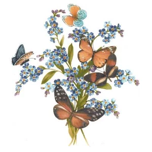Orange Garden Butterflies Overglaze Waterslide Ceramic Decals - Picture 1 of 6