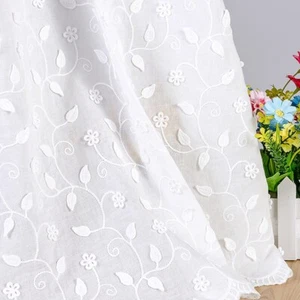 Exquisite 3D Blumen Blätter Stickerei Baumwolle Spitze Stoff Zum Selbermachen Handwerk Meterware - Bild 1 von 6