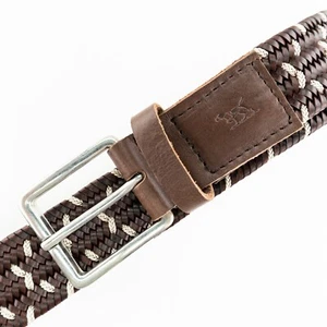 Cinturón de carretera tejido de caoba Rodd & Gunn para hombre Norwood talla mediana grande ZB0185 - Imagen 1 de 12