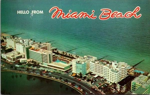 Hallo aus Miami Beach c66 Postkarte Luftansicht von Hotels - Bild 1 von 2