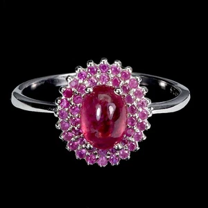 925 Sterling Silver Ring Oval Ruby 7x5mm Natural Gemstone Jewelry Size 8 - Picture 1 of 13