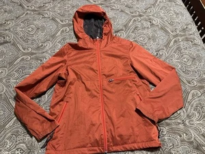 PrAna Grayson Orange Rain Jacket Windbreaker Sz S Hooded Zip Lightweight - Picture 1 of 8
