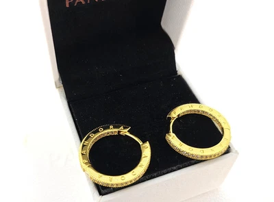 NUEVO Auténtico Pandora Signature Logo & Pavé Aro Pendiente # 262738C01 Foto 1 de 4