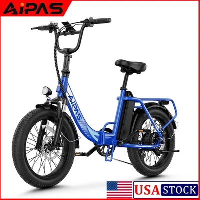 Aipas 20'' Fat Electric Bike 1000W 48V 12.8AH 28MPH Folding E-bike 7 Speed - Image 1 of 4