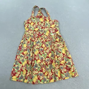 Ralph Lauren Dress Youth Girls 8 Red Sleeveless Button Front Floral - Picture 1 of 10