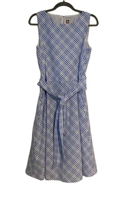 Vestido para mujer Anne Klein talla 8 azul blanco rayas línea A vestido retro fluido Y2K Foto 1 de 4