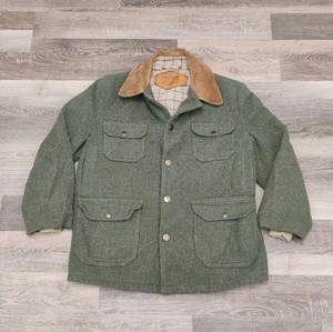 Vintage Woolrich Plaid Lined Insulated Heavy Wool Nylon Snap Button Mackinaw 40 - Picture 1 of 11