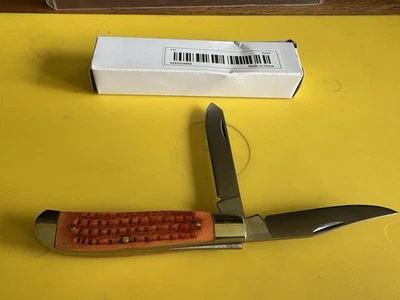 Outdoor Trapper Pocket Knife 2 Stainless Blades Light Brown Bone NIB Excell L-92 - Image 1 of 4