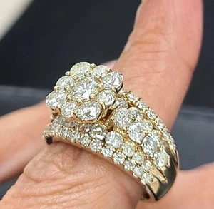 Deal! 4,25 kt Cluster Lab Created Diamant Jubiläumsring 14 K Gelbgold vergoldet - Bild 1 von 6