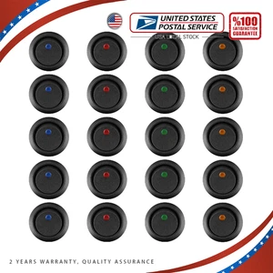40PCS ROCKER SWITCH Toggle 12V Led Light Car Auto Boat Round ON/OFF SPST 20 Mmuo - Picture 1 of 15