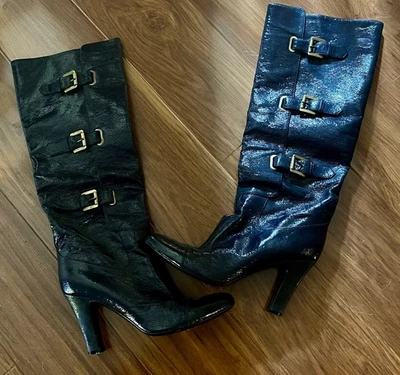 Botas de tacón Stella McCartney hasta la rodilla charol con hebillas talla 39 Foto 1 de 3