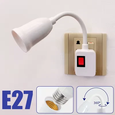 Direct Plug-in Rotary Lamp Head E27 Socket Lamp Bulb Holder with Switch EU Plug - Image 1 of 4