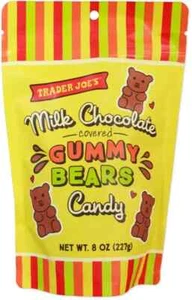 Trader Joe's 8 oz MILK CHOCOLATE Covered GUMMY BEARS Gummi Candy ** BB 8/2026 ** - Picture 1 of 2