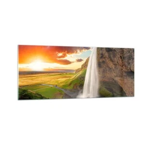 Wandbilder 100x40cm Glasbild Geologie island Wiese Groß Bilder Art Wanddeko - Bild 1 von 10