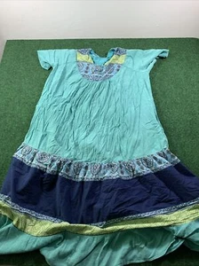Unbranded Ocean Blue Multi design Lounge Dress Full  MooMoo Size L Pockets - Picture 1 of 11
