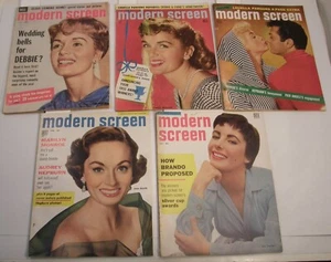 LOT 5 MODERN SCREEN GOSSIP MAGAZINES 1950'S-1960'S AUDREY HEPBURN MARILYN MONROE - Picture 1 of 24