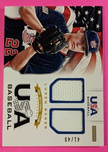 2012 Panini USA Baseball National Team 15U Dual Jerseys /49 Luken Baker #3