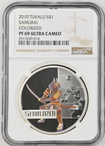 1 DOLLAR 2010 TUVALU SAMURAI SILVER PROOF NGC PF69 - Picture 1 of 4
