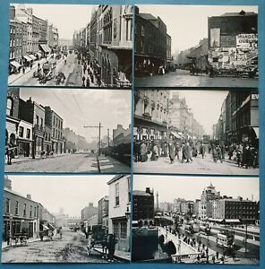 Set of 6 New Black & White Glossy Postcards OLD DUBLIN Ireland Eire Repro 21P