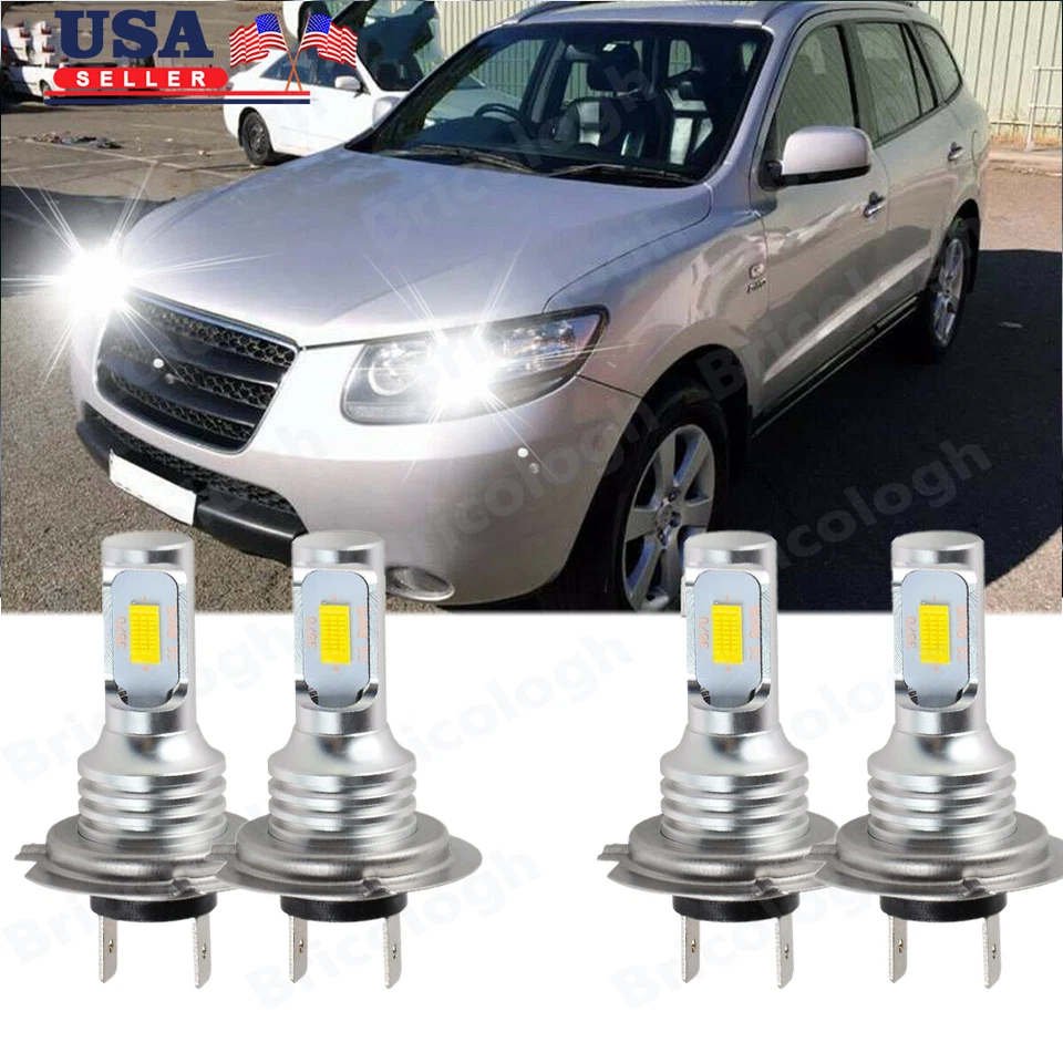 PARA Hyundai Santa Fe 2007-2008 - Faro delantero LED 4x bombillas haz alto-bajo Foto 1 de 4
