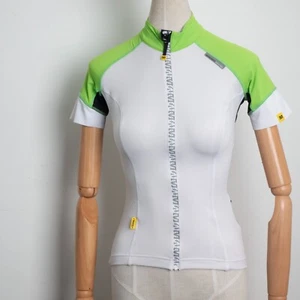 Mavic Women's Cycling Jersey XS - White Green Full Zip Fitted Pro Fit - Picture 1 of 14