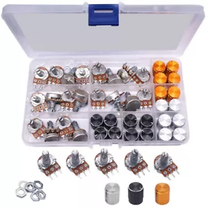 60PCS Potentiometer Kit B5K 10K 20K 50K 100K Ohm Linear Taper rotary Audio USA+ - Picture 1 of 9