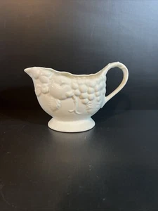 Vintage Milkglass Footed Pitcher From Japan Embossed Fruits 5 Inch - Picture 1 of 4