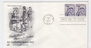 TurtlesTradingPost- Right to Petition 10 Cent 1977 #1592 FDC Artcraft Sheet Pair - Picture 1 of 1