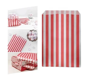 BOLSAS DE PAPEL A RAYAS CARAMELO DULCE FAVOR BUFFET TIENDA DE REGALOS Todos los Colores y Tamaños - Imagen 1 de 52