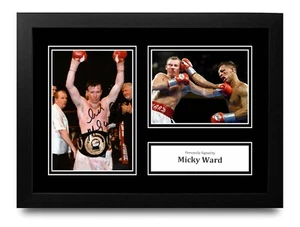 Memorabilia de boxeo autógrafo exhibición fotográfica enmarcada A4 firmada por Mickey Ward + certificado de autenticidad - Imagen 1 de 5
