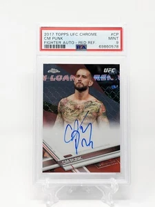 CM Punk 2017 Topps UFC Chrome Fighter Auto Red Refractor /5 PSA 9 - Bild 1 von 2
