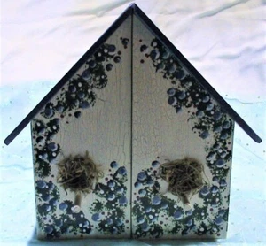 Handgefertigte rustikale Buchstützen aus Holz Distress Volkskunst Vogelhaus - Bild 1 von 6