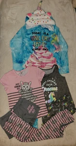 Justice Girls Original 10 Unicorn Cat Jumpsuit PJs Shirts Pants Shorts Sleep Lot - Picture 1 of 5