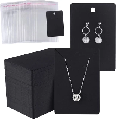 150 Set Earring Display Card with 150 Pcs Self-Seal Bags, Earring Holder Card fo - Image 1 of 4