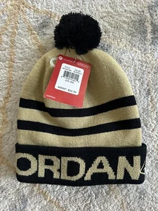 NIKE Kids Air Jordan Knit Pom Beanie Anthracite Gold Boys / Girls / Youth 8- 20 - Picture 1 of 3