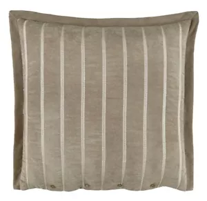 Rose Tree Laurenza Euro Shams Set Of 2 Beige Cream Embroidered Stripes New - Picture 1 of 12