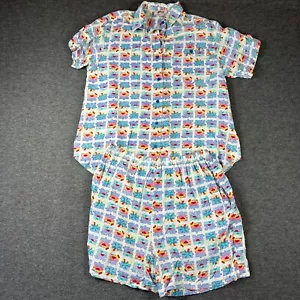 Vintage Oh Mamma Designs Outfit Shorts Top Womens Medium M Hawaiian Print Resort - Picture 1 of 13