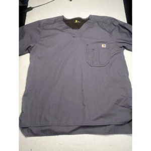 Carhartt Scrub Top Womens Medium V Neck Gray Short Sleeve - Picture 1 of 5
