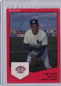 Tarjeta firmada 1989 por Tim Becker ProCards #315 autografiada de los Yankees de Nueva York menores - Imagen 1 de 2