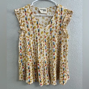 Camiseta sin mangas para mujer Savannah Jane amarilla bordada swing talla pequeña - Imagen 1 de 5