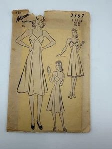 1940's Advance Pattern #2367 Ladies Slip Negligee Lingerie Size 16 Bust 34 Uncut - Picture 1 of 2