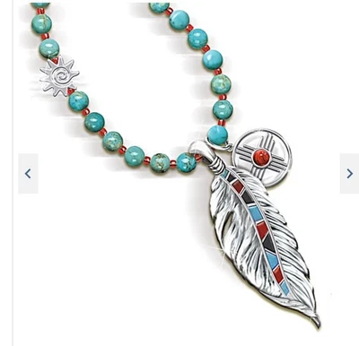 Collar "Sedona Skye" Jaspe Rojo Turquesa con Pluma y Dijes-Bradford Exchange Foto 1 de 4