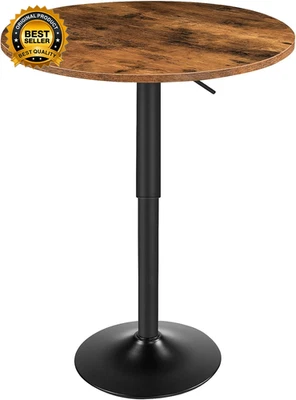 Bar Table Height-Adjustable round Pub Table 27-35.4 "with Sturdy Base Modern  - Image 1 of 4