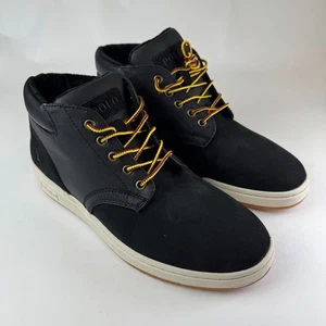 Polo Ralph Lauren Men's Sneaker Boot Black Canvas Nubuck Casual Shoes Size 9 - Picture 1 of 8