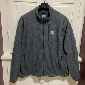 Carhartt Mens Size 2XL Dark Gray Fleece Jacket Zipper Pockets Sweatshirt Top - Picture 1 of 6