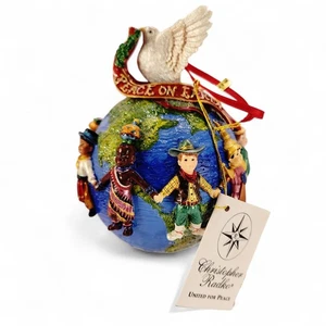Vintage 2000 Christopher Radko United For Peace On Earth Harz Weihnachtsschmuck - Bild 1 von 17