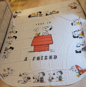 Vintage Peanuts Snoopy Twin Bedspread  Love is a Friend ~ 1970s - Picture 1 of 9