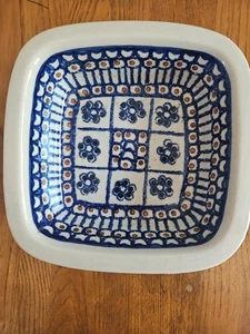 Boleslawiec Piatto da forno quadrato in ceramica polacca fatto a mano 7" - Foto 1 di 9